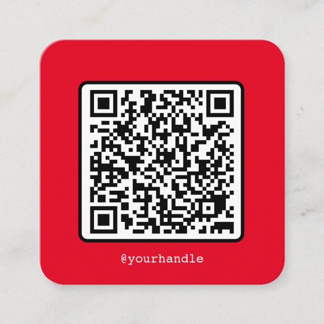 Red QR Code Social Media Simple Modern Custom Square Business Card (Front)