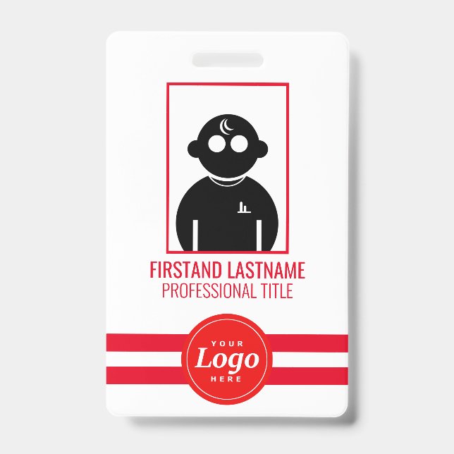 Red QR Coded V1 Employee Badge ID Badge (Front)