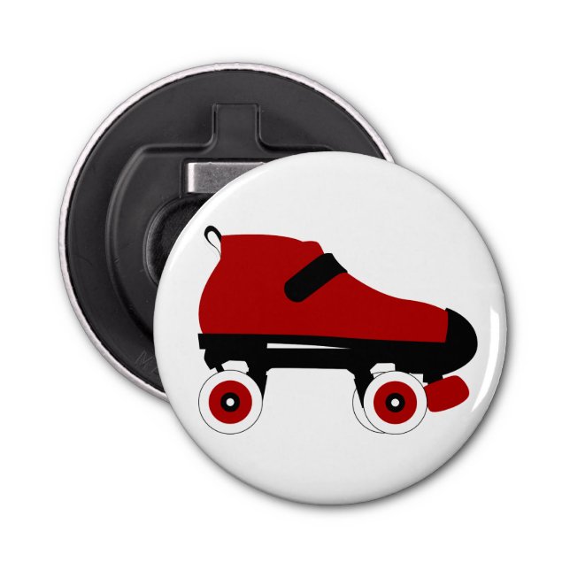 red quad roller derby skate bottle opener (Front)