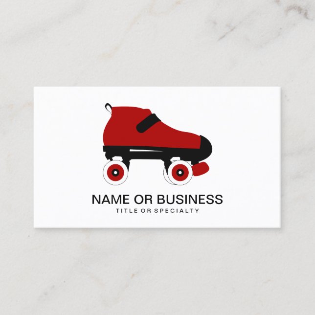 red quad roller derby skate business card (Front)