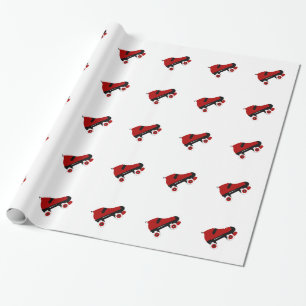 red quad roller derby skate wrapping paper