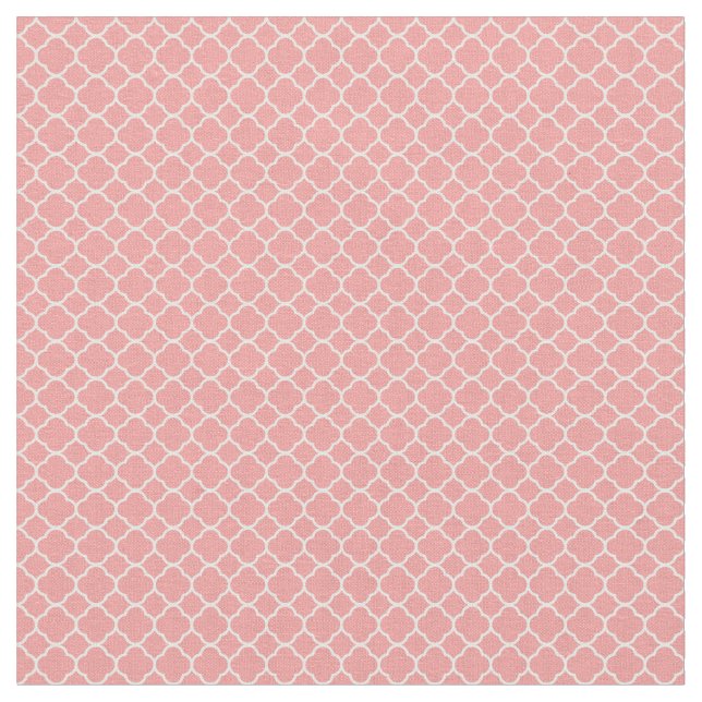 Red Quatrefoil Geometric Pattern Fabric (Close Up)