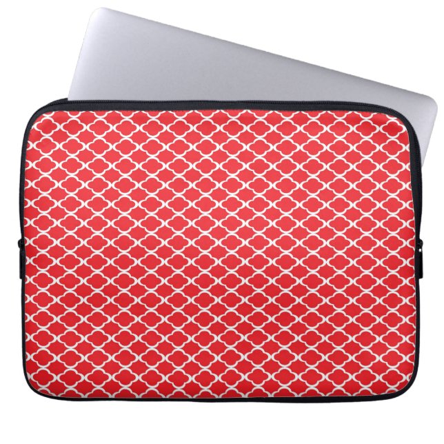 Red Quatrefoil Laptop Sleeve (Front)