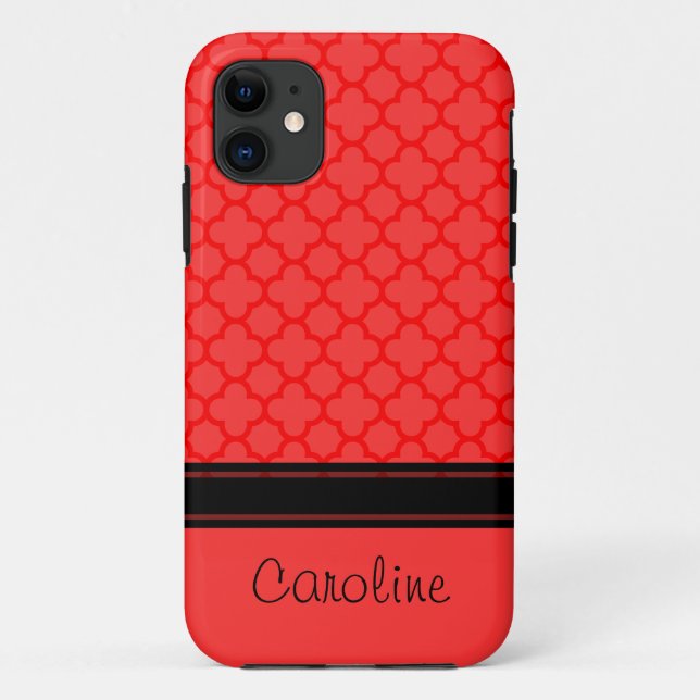 Red Quatrefoil Pattern Case-Mate iPhone Case (Back)