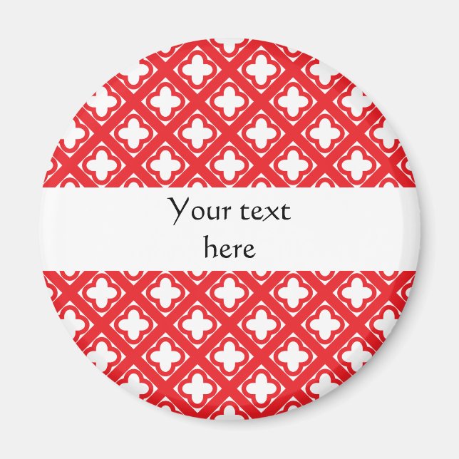 Red Quatrefoil Pattern Magnet (Front)