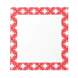 Red Quatrefoil Pattern Notepad
