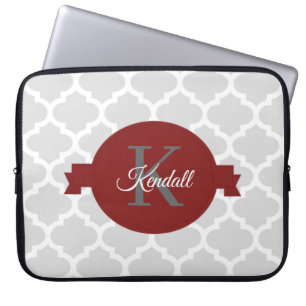 Red Quatrefoil Personalised Laptop Sleeve