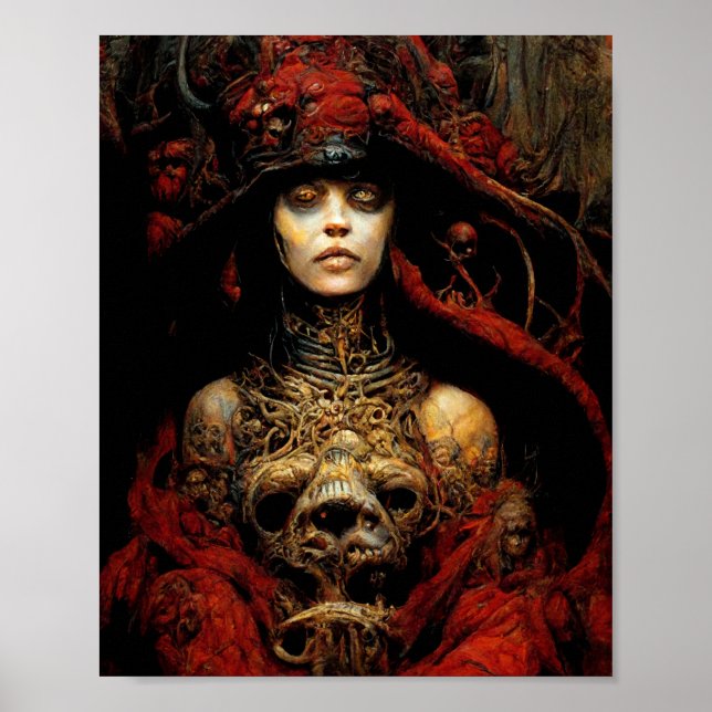 Red Queen Dark Fantasy Horror Art Poster (Front)