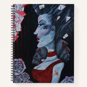 Red Queen Hearts Alice Wonderland Cards Goth Art Notebook