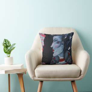 Red Queen Of Hearts Alice Wonderland Fantasy Art Cushion