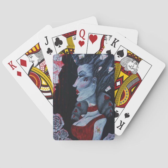 Red Queen Of Hearts Alice Wonderland Fantasy Art Playing Cards (Back)