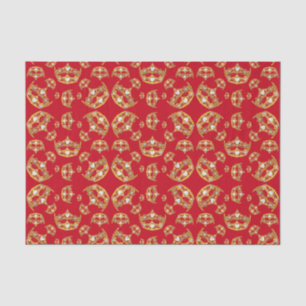Red Queen of Hearts Gold Crown Repeat Design Tissue Paper