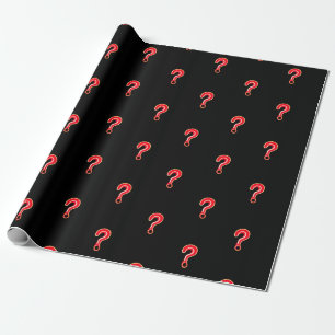 Red Question Mark on Black Wrapping Paper