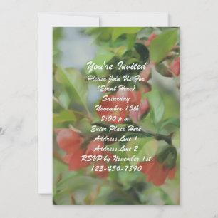 Red Quince Blossoms Painting Floral Art Party Invitation