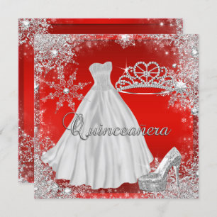 Red Quinceanera 15th Elite Elegant Birthday Party Invitation