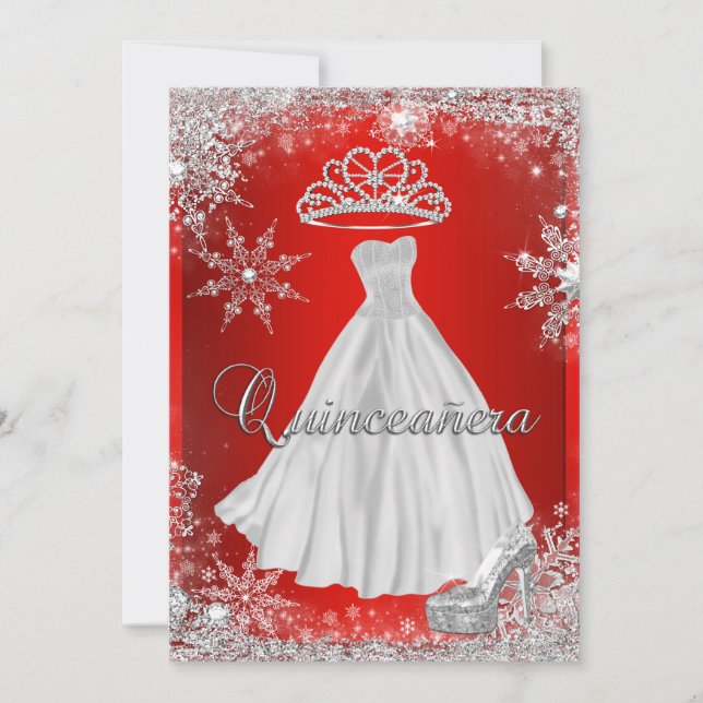 Red Quinceanera 15th Elite Elegant Birthday Party Invitation (Front)