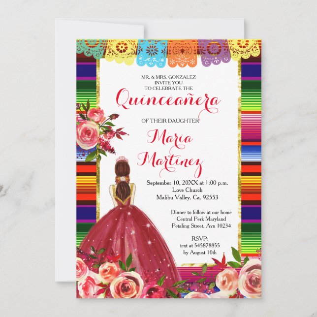 Red Quinceañera Birthday   Invitation (Front)