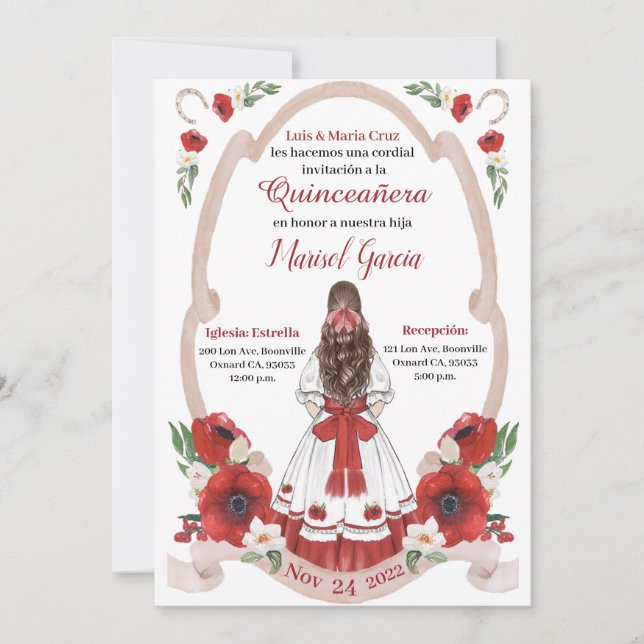 Red  Quinceanera Charra, Rancho Charro Western (Front)