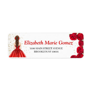 Red Quinceañera Custom Return Address Label