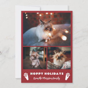 Red Rabbit Paws Photo Collage Hoppy Holidays Holiday Card