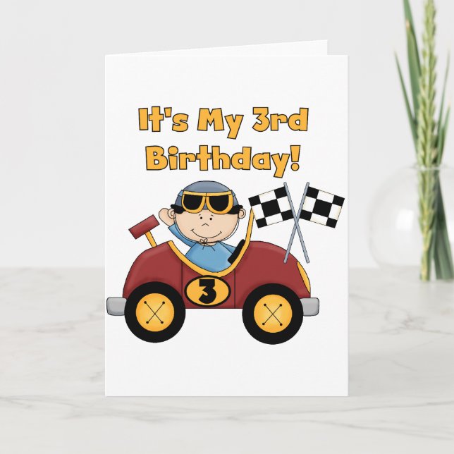Red Race Car 3rd Birthday Tshirts and Gifts Card (Front)