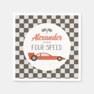 Red Race Car 4th Birthday Napkin