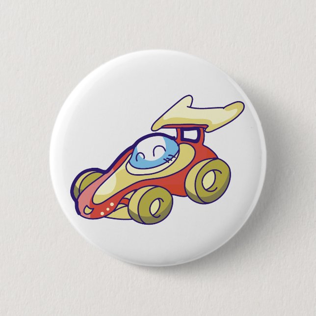 Red Race Car 6 Cm Round Badge (Front)