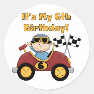 Red Race Car 6th Birthday T-shirts and gifts Classic Round Sticker