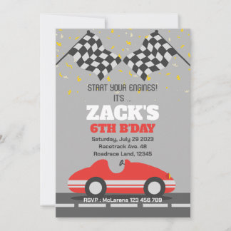 Red Race Car Birthday Invitation