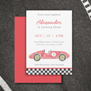 Red race car birthday invitation