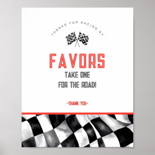Red Race Car Birthday Party Favours Sign