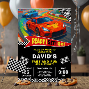 Red Race Car Birthday Party Invitation