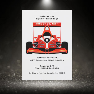 Red Race Car Birthday Party Invitation