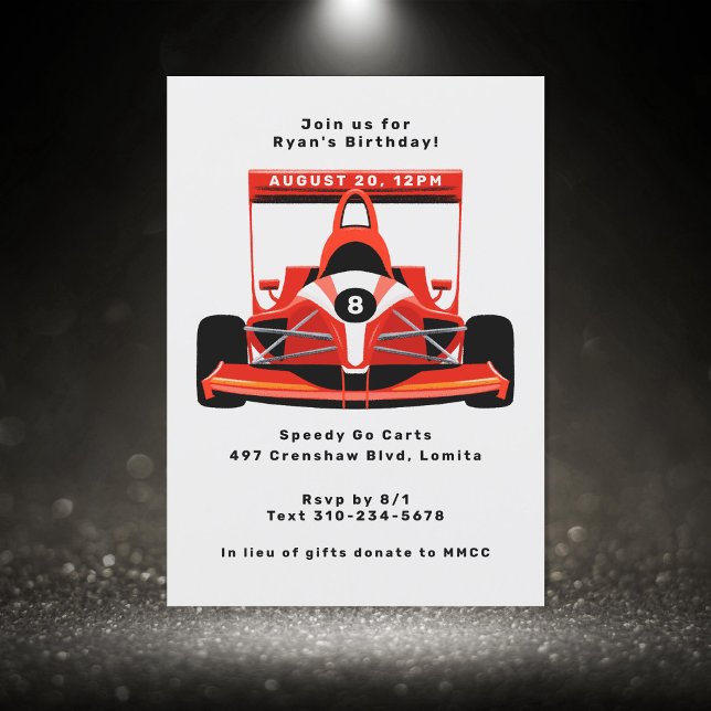 Red Race Car Birthday Party Invitation (Creator Uploaded)