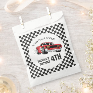 Red Race Car Birthday Party Invitation Favour Bag