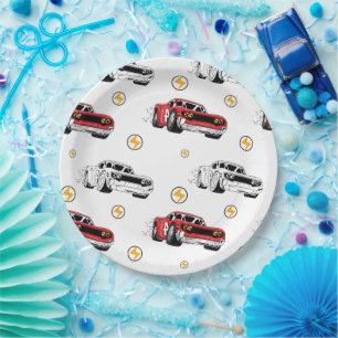 Red Race Car Birthday Party Invitation Paper Plate