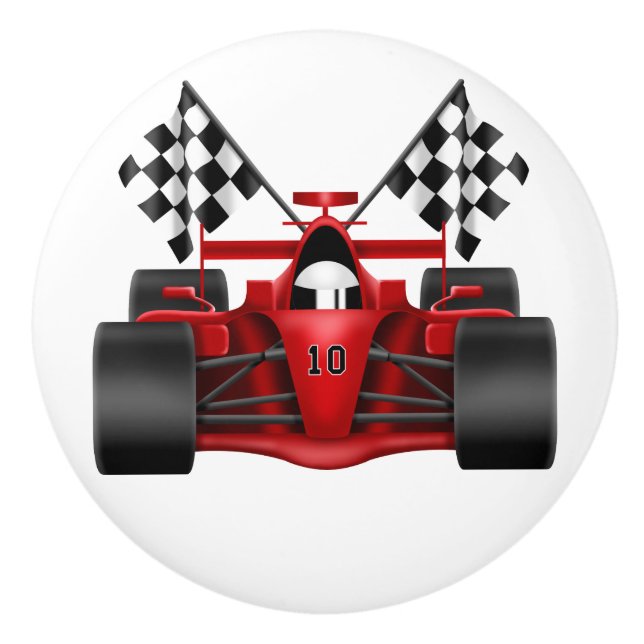 Red Race Car Ceramic Knob (Front)