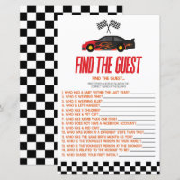 Red Race Car Find The Guest Baby Shower Game