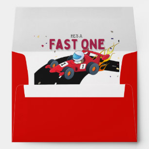 Red Race Car First Birthday Party   Envelope
