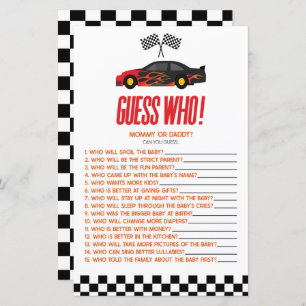 Red Race Car Guess Who Baby Shower Game