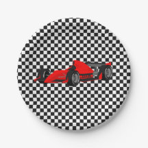 Red Race Car Paper Plate