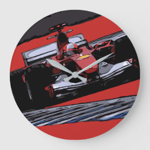 RED RACE CAR - PASSION LARGE CLOCK