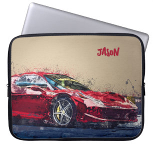 Red Race Car Personalised Laptop Sleeve Gift