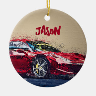 Red Race Car Personalized Ornament Gift