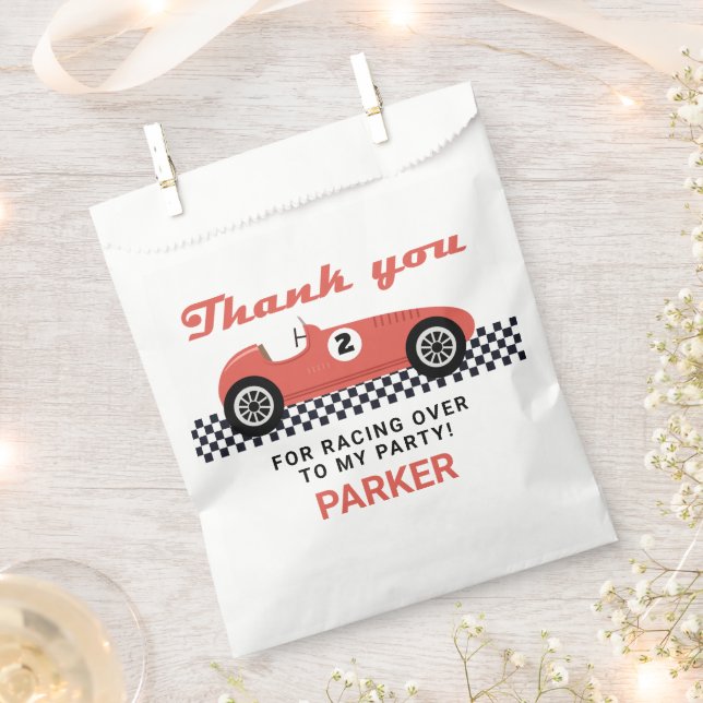 Red Race Car Racing Birthday Party Favour Bag (Clipped)