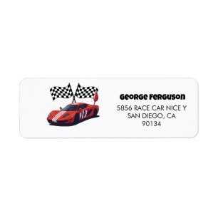 Red Race Car Return Address Label