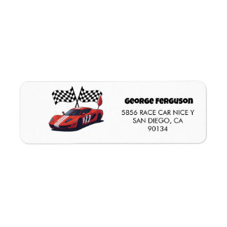 Red Race Car Return Address Label
