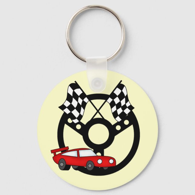 Red Race Car Tshirts and Gifts Key Ring (Front)