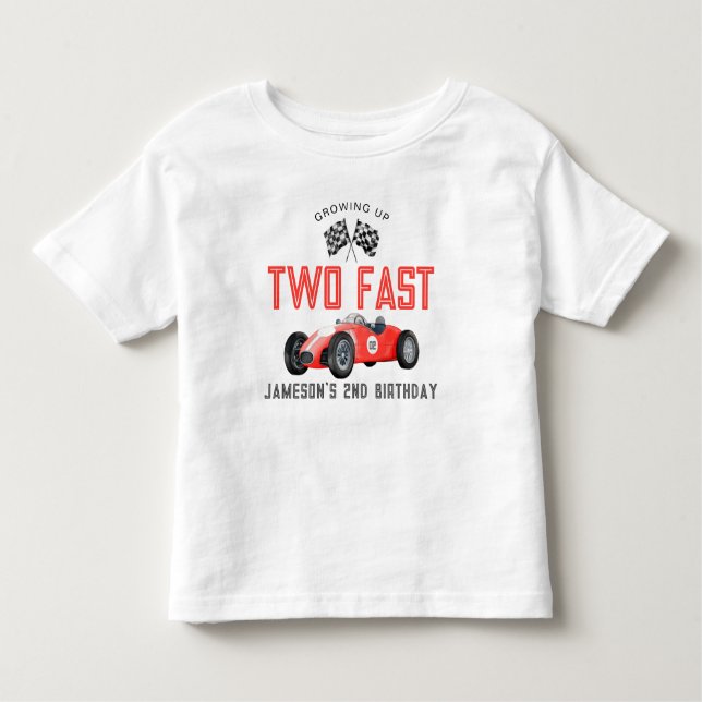 Red Race Car Two Fast Birthday Boy Shirt (Front)