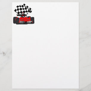 Red Race Car with Chequered Flag